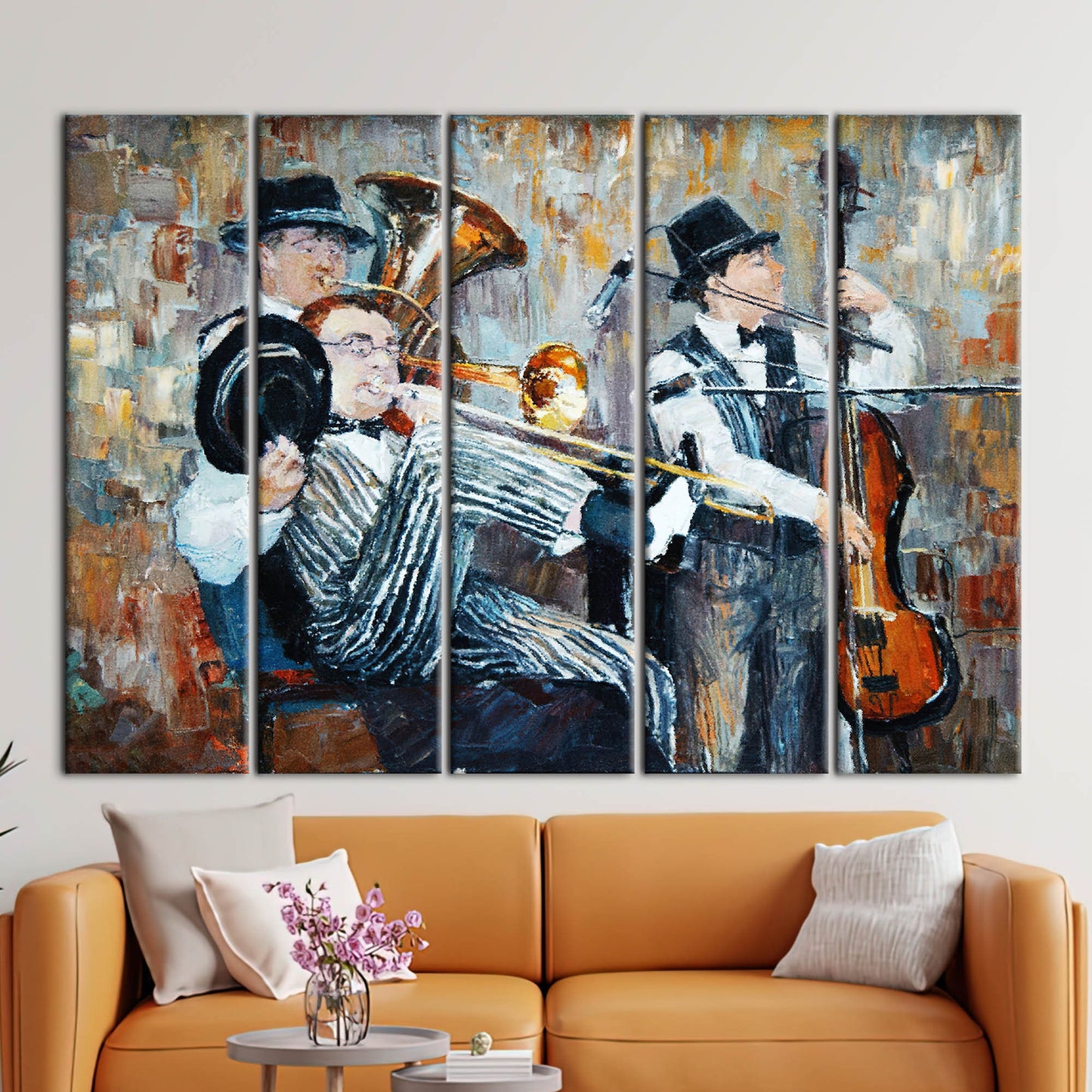 Jazz Cello Fashion Oil Painting Canvas Print