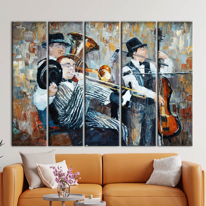 Jazz Cello Fashion Oil Painting Canvas Print