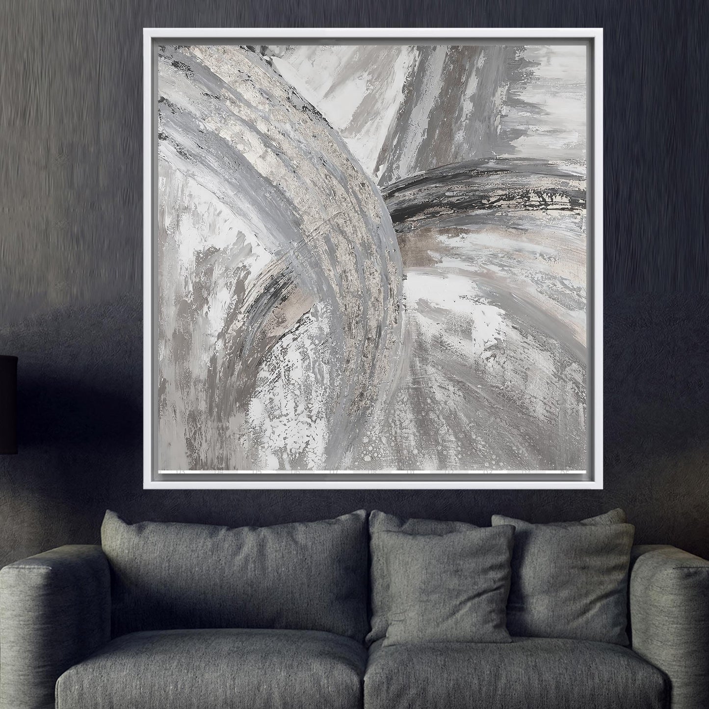 Gray Marble Abstract Silver Canvas Print