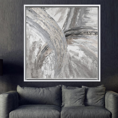 Gray Marble Abstract Silver Canvas Print