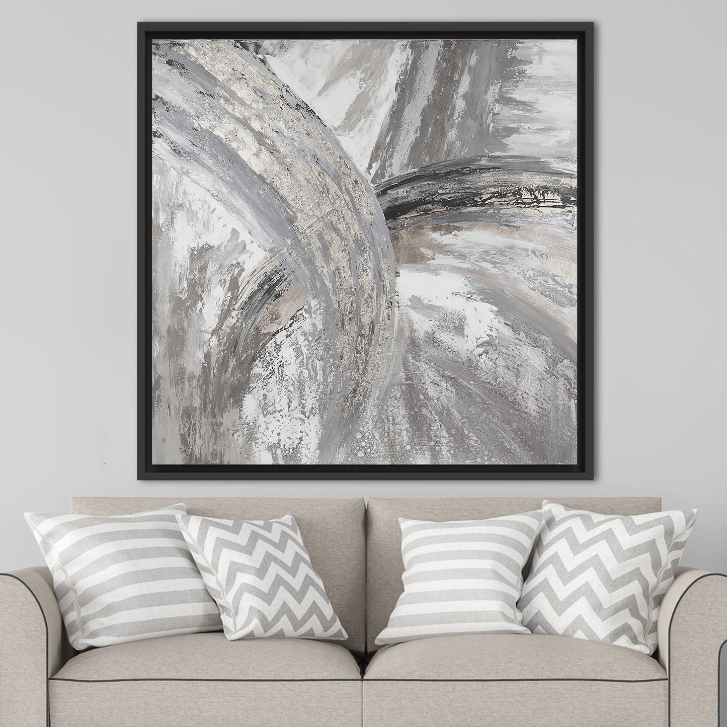 Gray Marble Abstract Silver Canvas Print