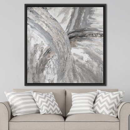 Gray Marble Abstract Silver Canvas Print