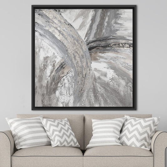 Gray Marble Artwork Canvas Print - Modern Abstract Silver Marble Wall Decor