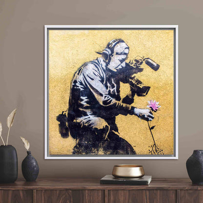 Graffiti 3D Banksy Cameraman and Canvas Print
