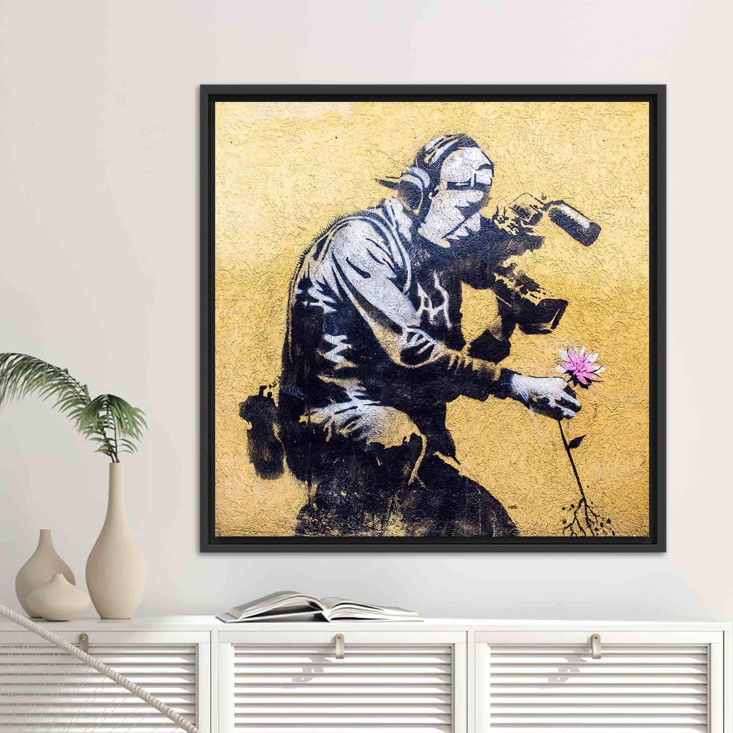 Graffiti 3D Banksy Cameraman and Canvas Print