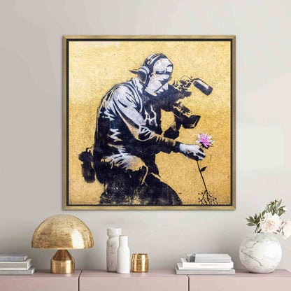 Graffiti 3D Banksy Cameraman and Canvas Print
