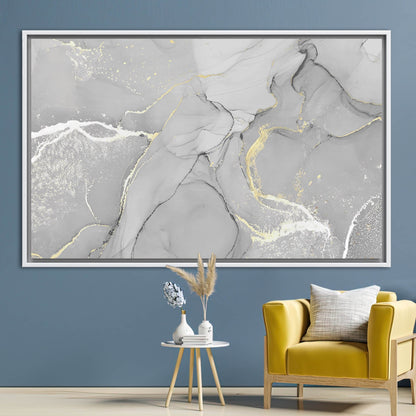 Gray Marble Gold Accents Alcohol Canvas Print