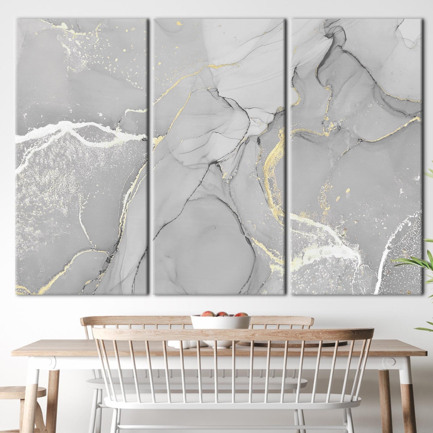 Gray Marble Gold Accents Alcohol Canvas Print