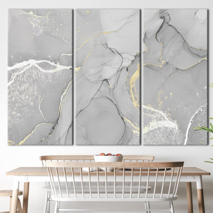 Gray Marble Gold Accents Alcohol Canvas Print