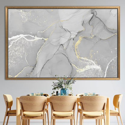 Gray Marble Gold Accents Alcohol Canvas Print