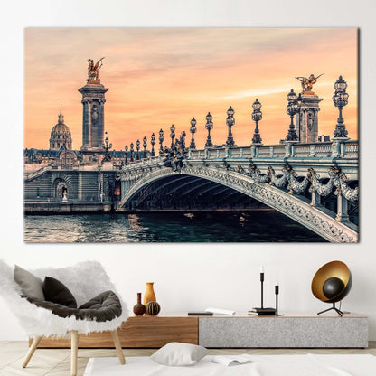 Sunset Paris Alexandre III Bridge Canvas Print