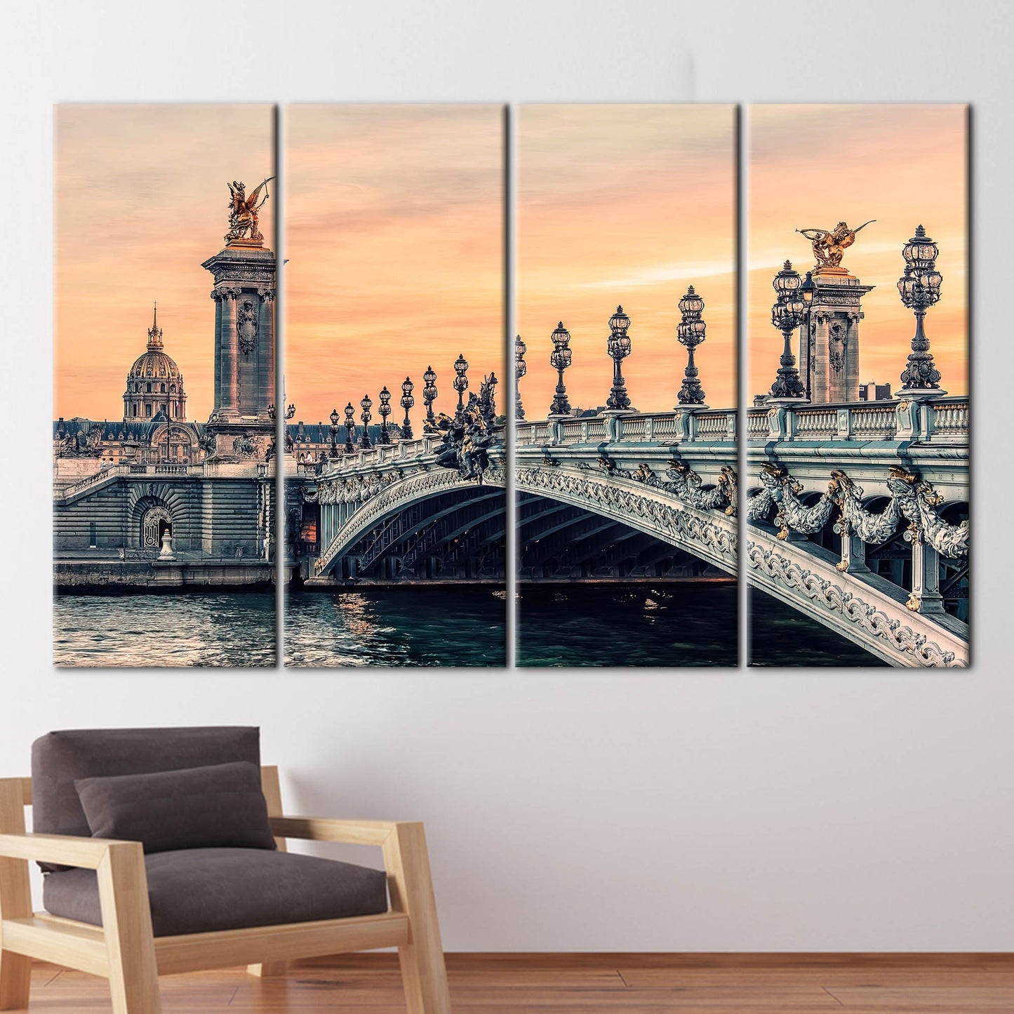 Sunset Paris Alexandre III Bridge Canvas Print