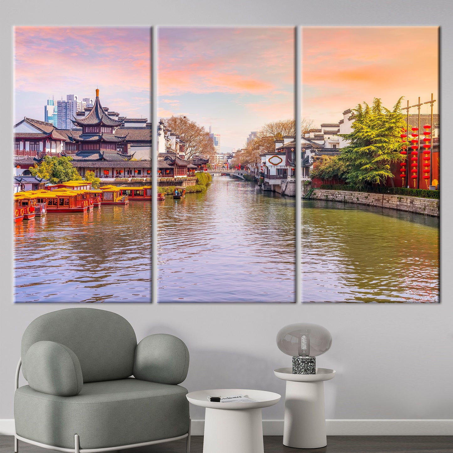Cityscape River 3D Design Canvas Print
