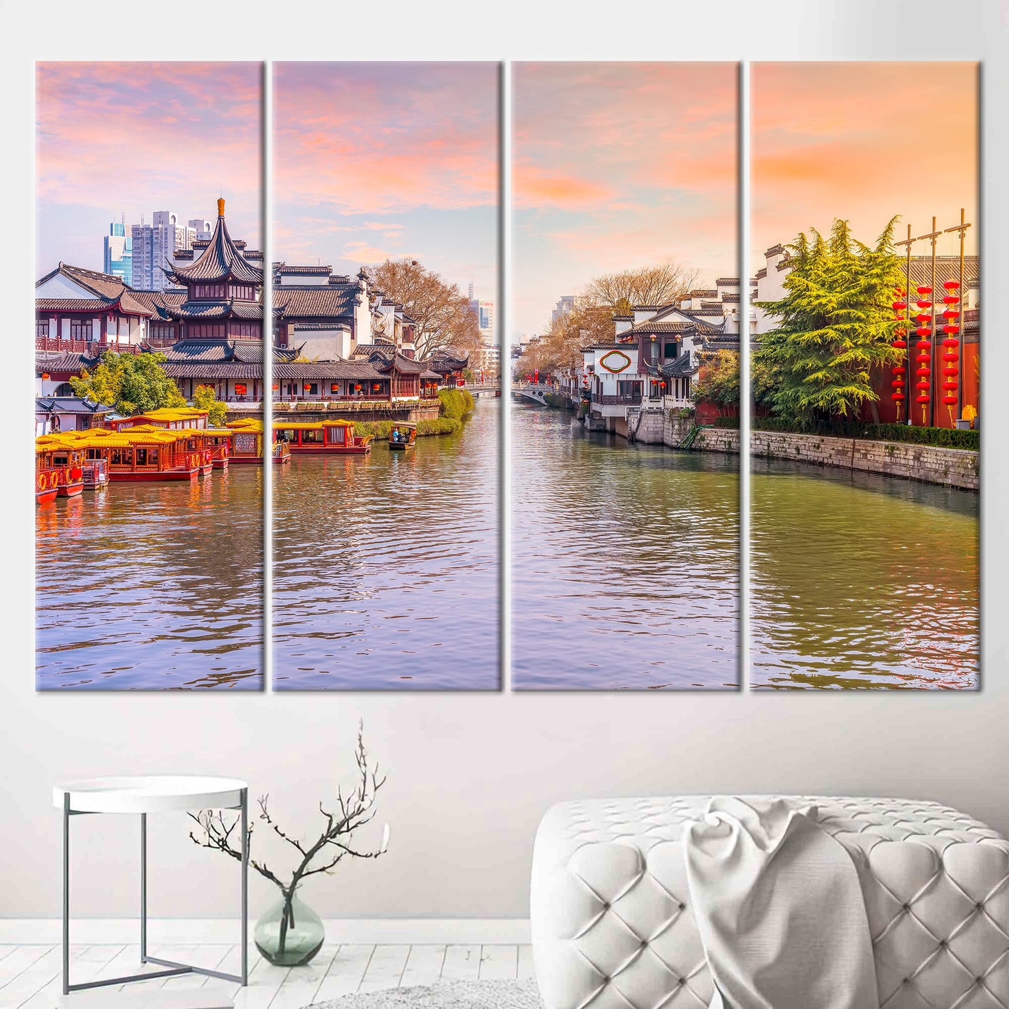 Cityscape River 3D Design Canvas Print