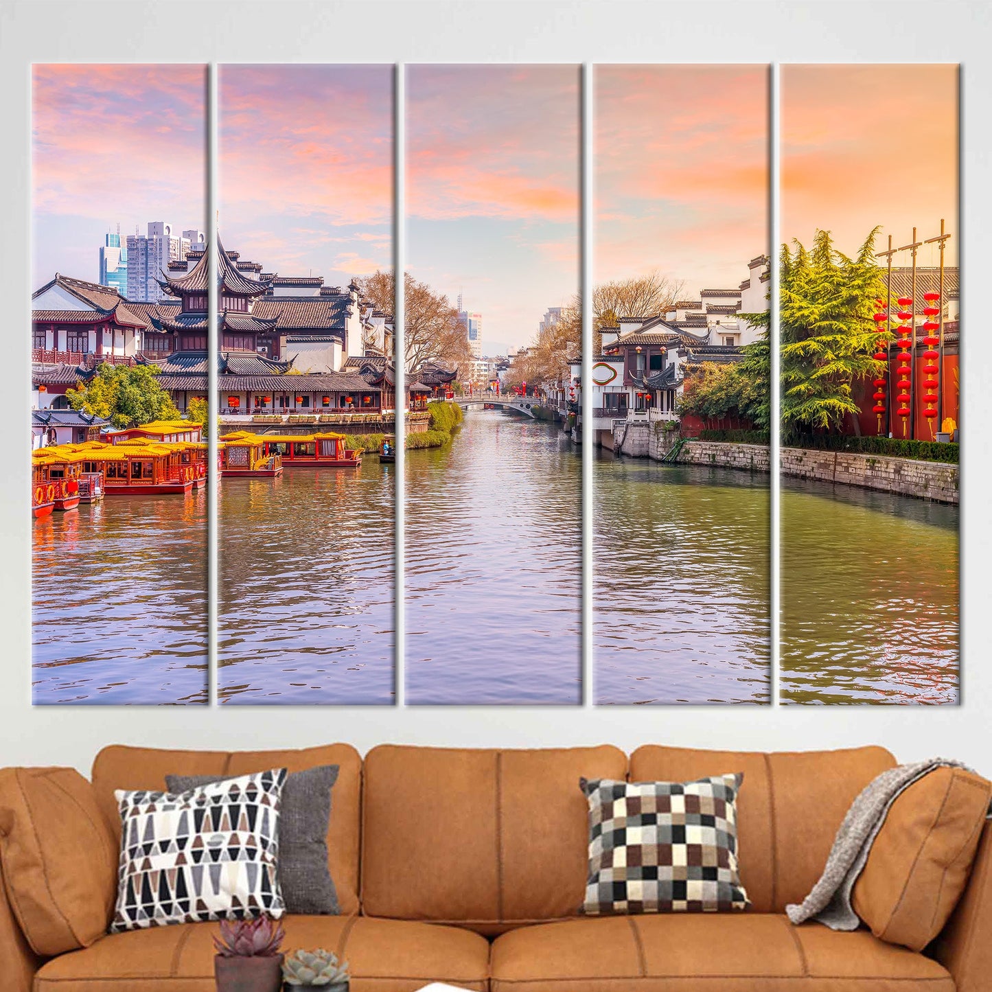 Cityscape River 3D Design Canvas Print