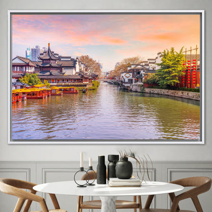 Cityscape River 3D Design Canvas Print