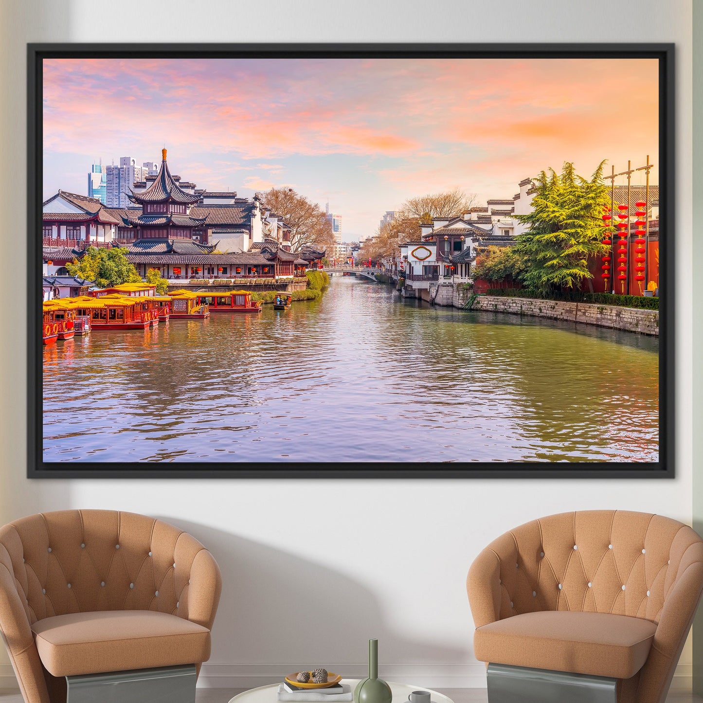 Cityscape River 3D Design Canvas Print