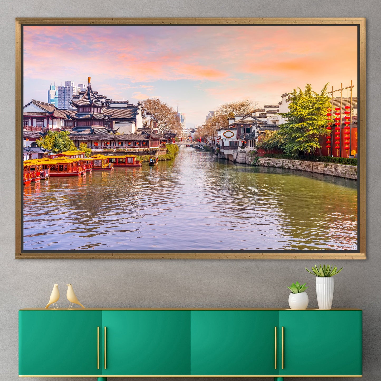 Cityscape River 3D Design Canvas Print