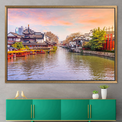 Cityscape River 3D Design Canvas Print