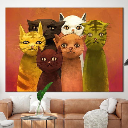 Cat Lover Abstract Cats Canvas Print