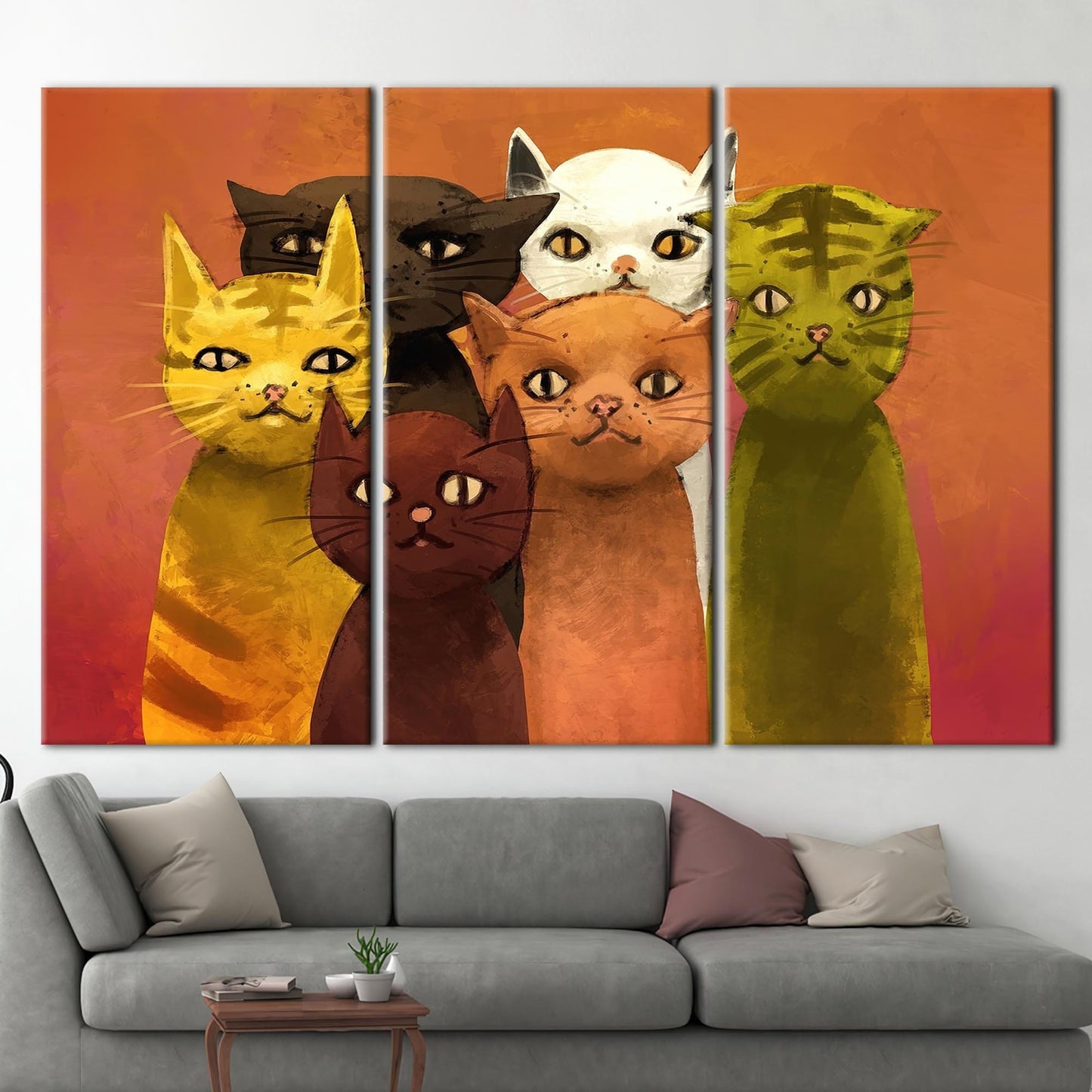 Cat Lover Abstract Cats Canvas Print