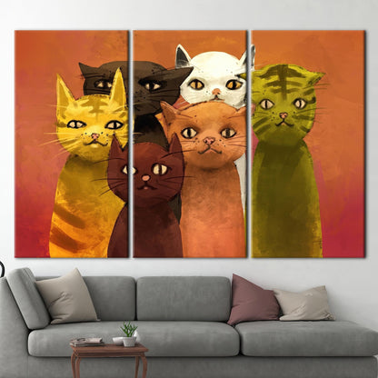 Cat Lover Abstract Cats Canvas Print
