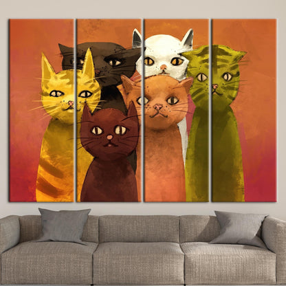 Cat Lover Abstract Cats Canvas Print
