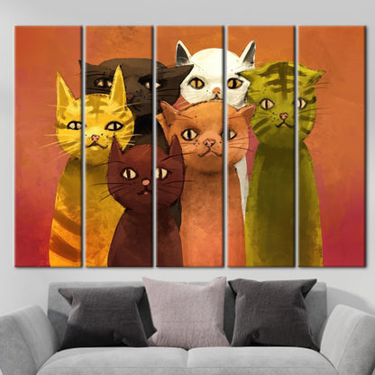 Cat Lover Abstract Cats Canvas Print