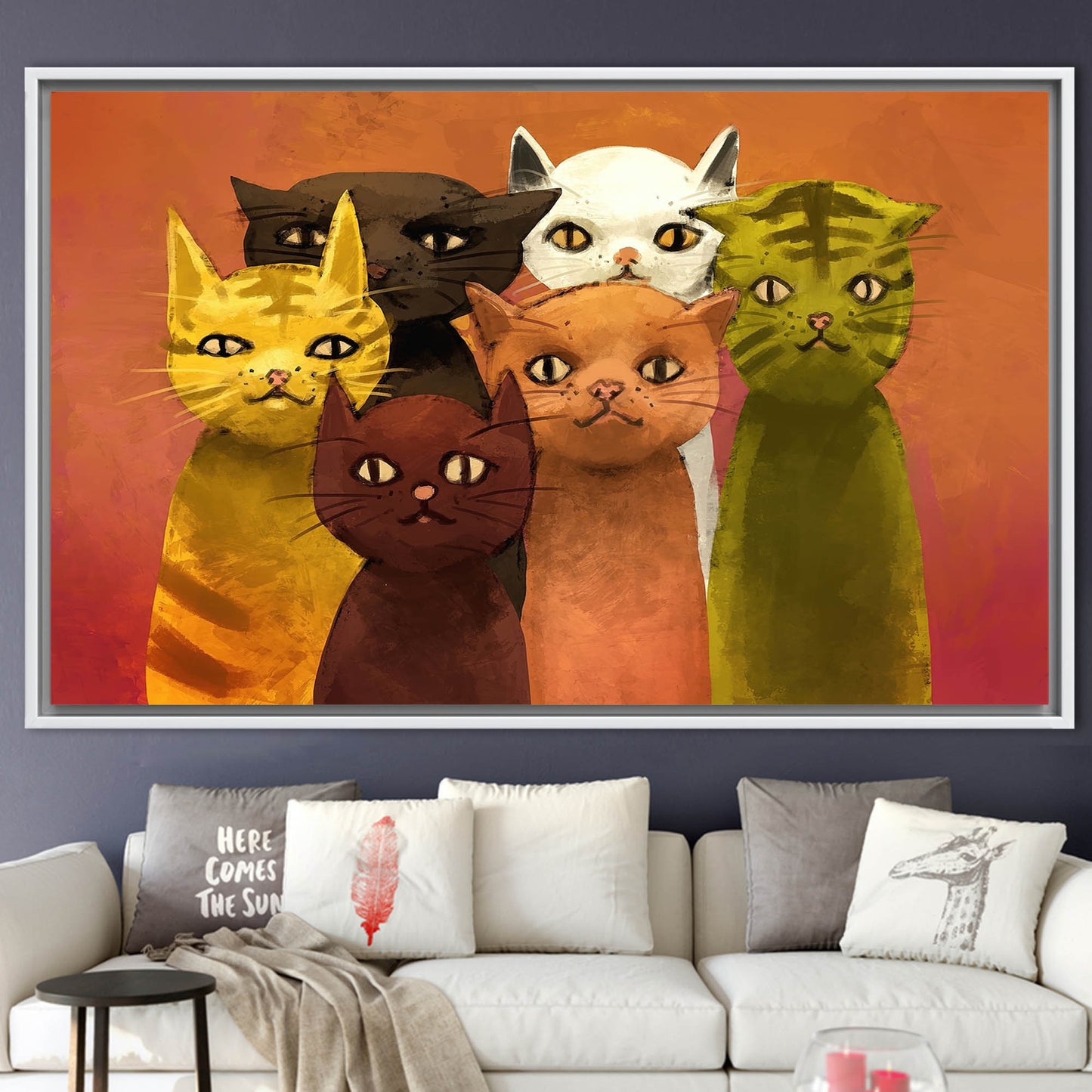 Cat Lover Abstract Cats Canvas Print