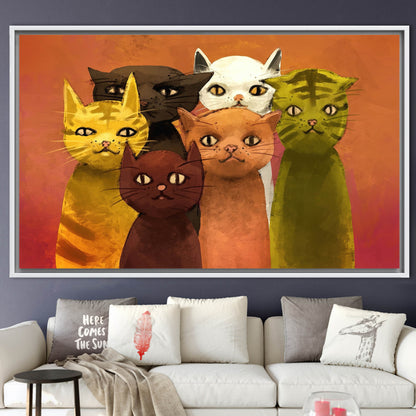 Cat Lover Abstract Cats Canvas Print