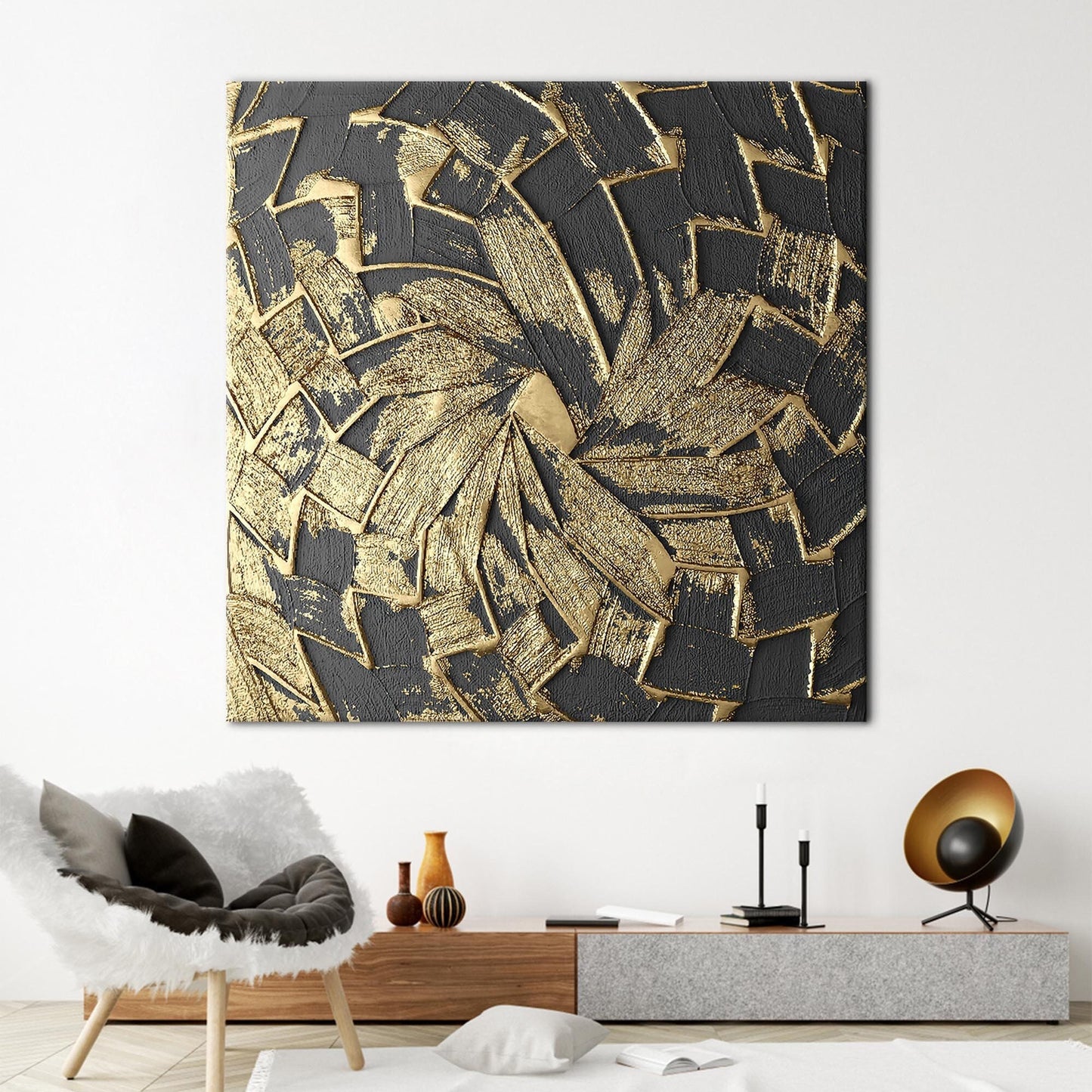 Black Blue and Gold Painting Canvas Print