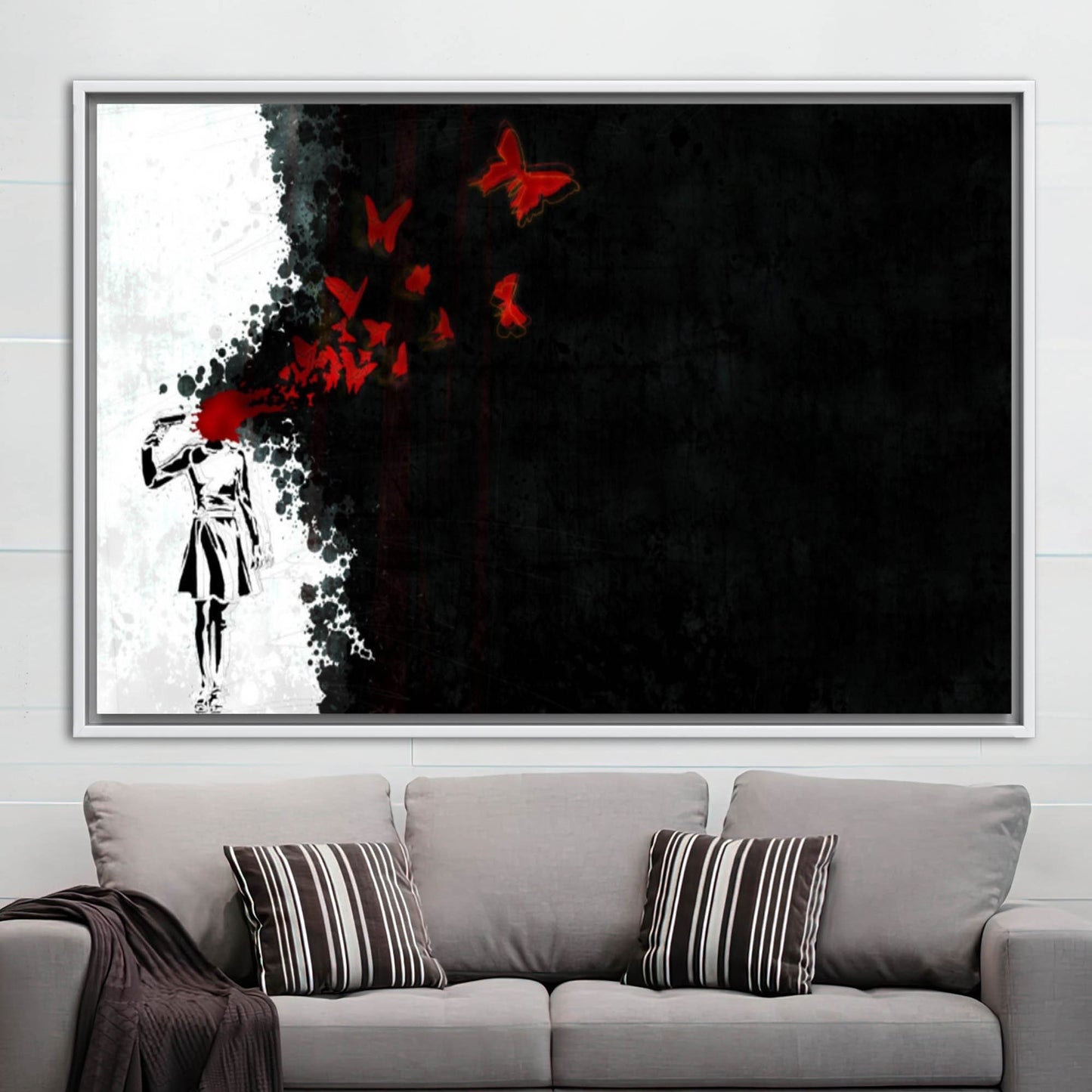 Red Butterfly Girl Suicide Abstract Canvas Print