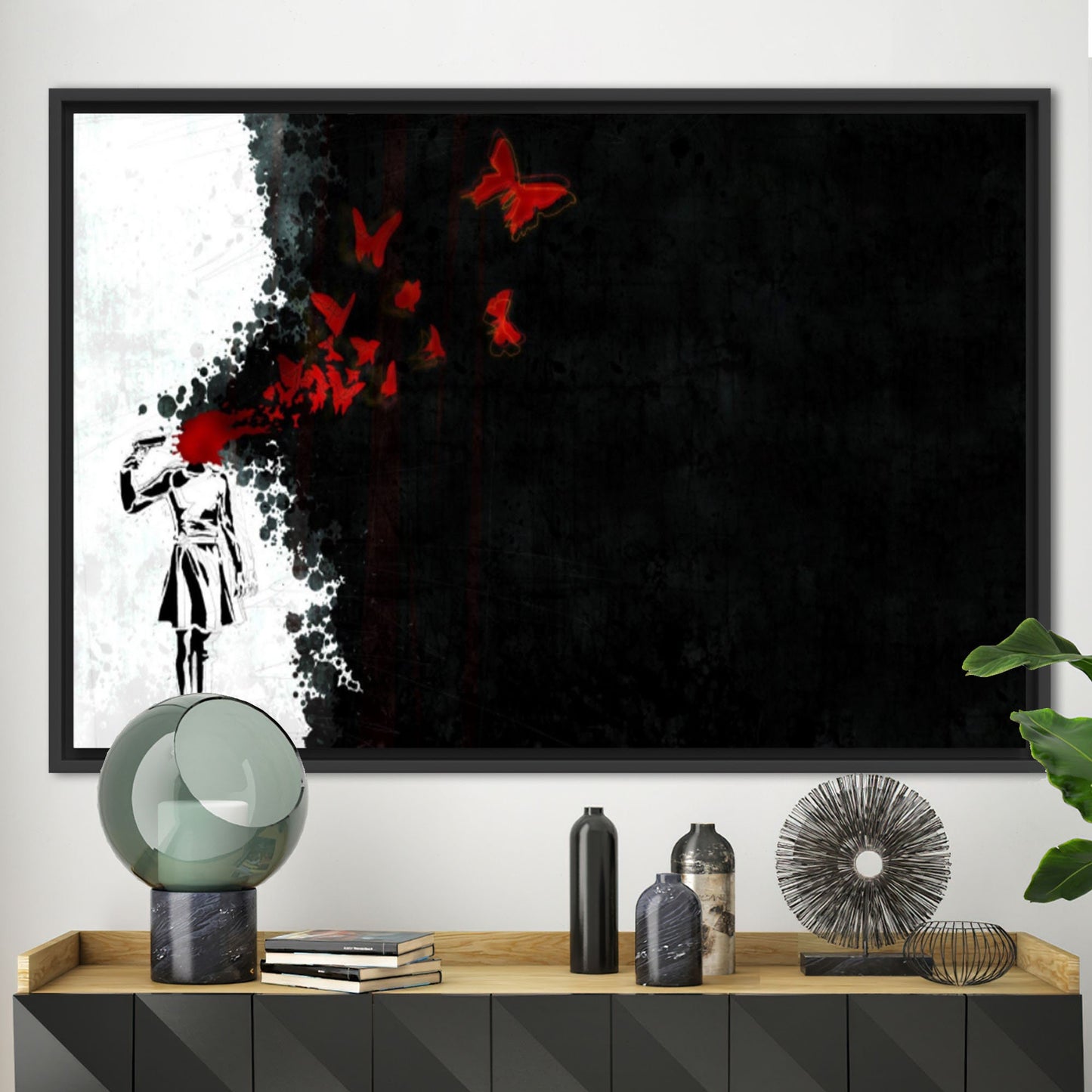 Red Butterfly Girl Suicide Abstract Canvas Print