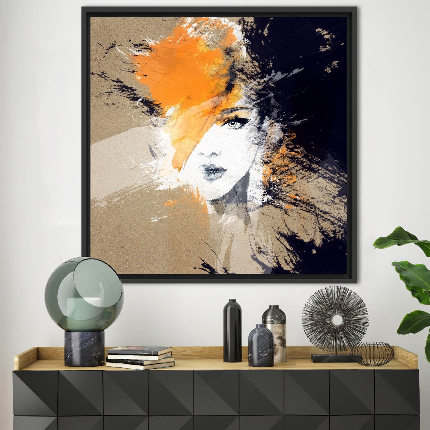Abstract Girl Face Portrait Canvas Print