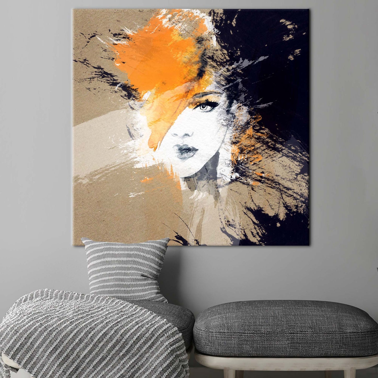Abstract Girl Face Portrait Canvas Print