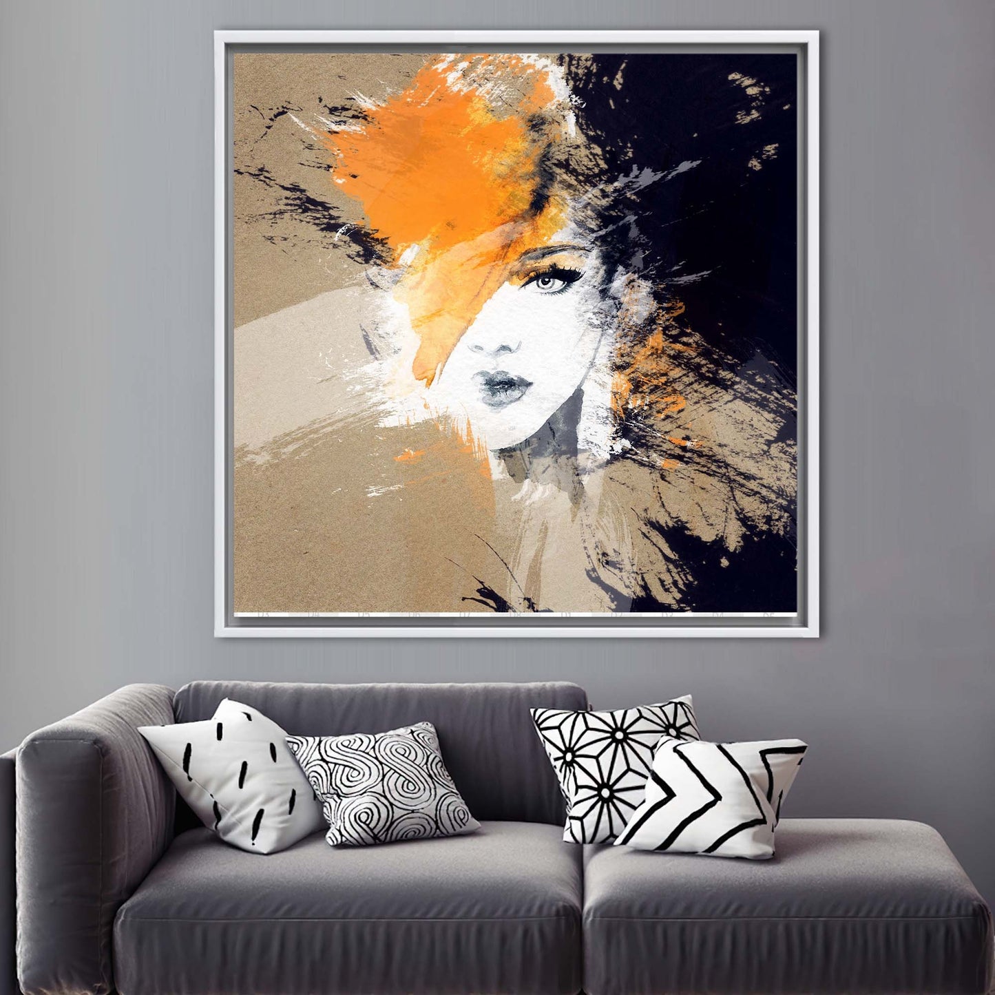 Abstract Girl Face Portrait Canvas Print