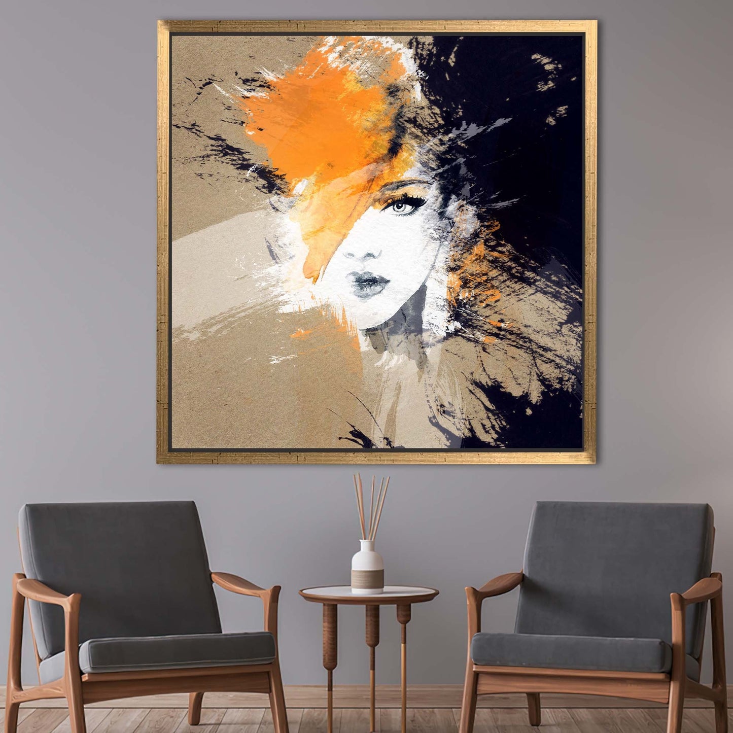 Abstract Girl Face Portrait Canvas Print