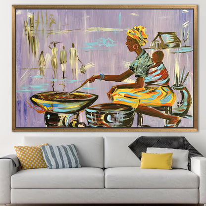 Authentic Nigerian African Mother Cooking Canvas Print