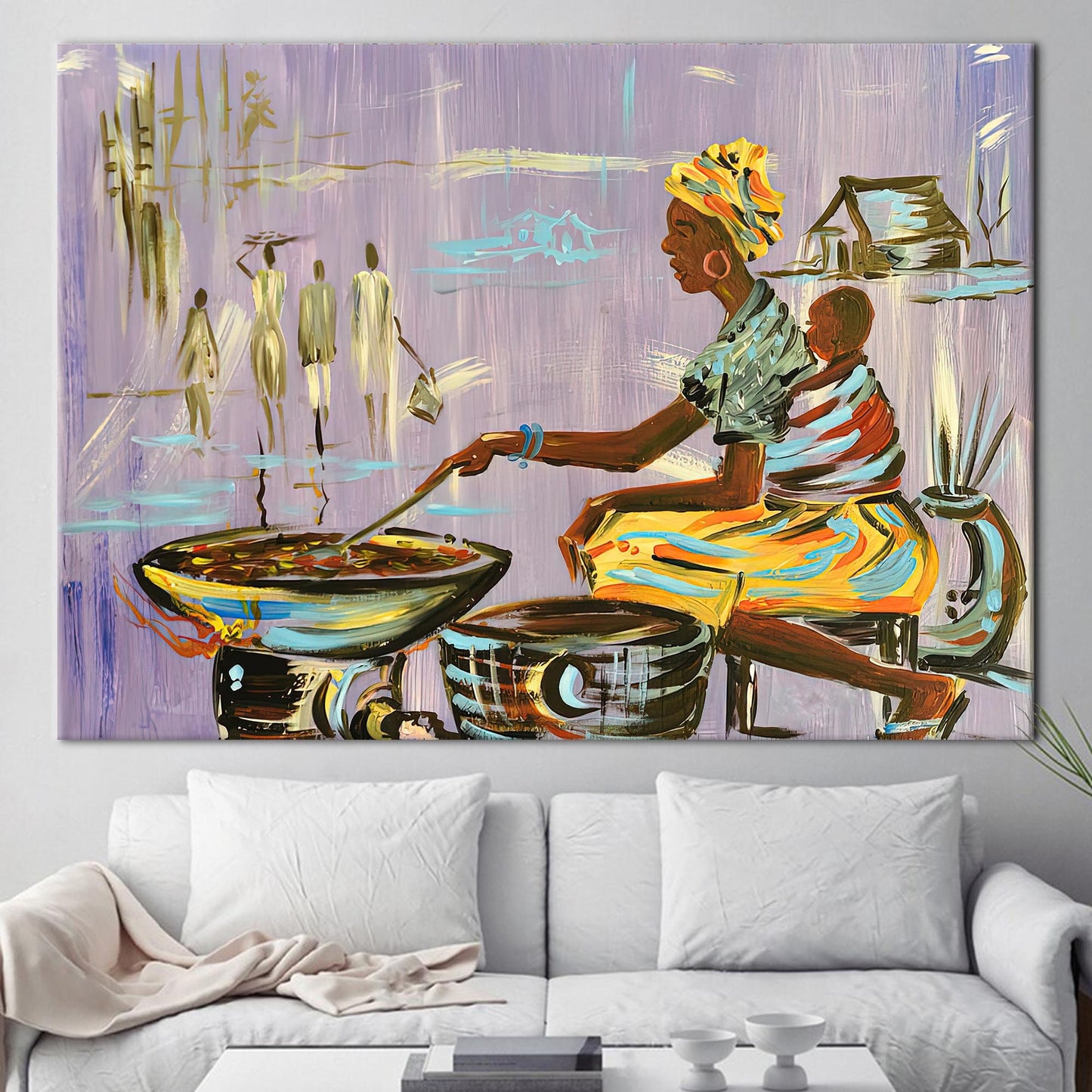 Authentic Nigerian African Mother Cooking Canvas Print