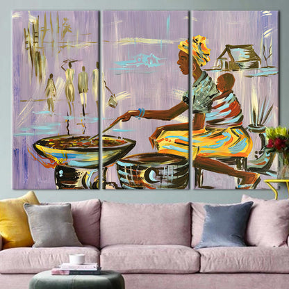 Authentic Nigerian African Mother Cooking Canvas Print
