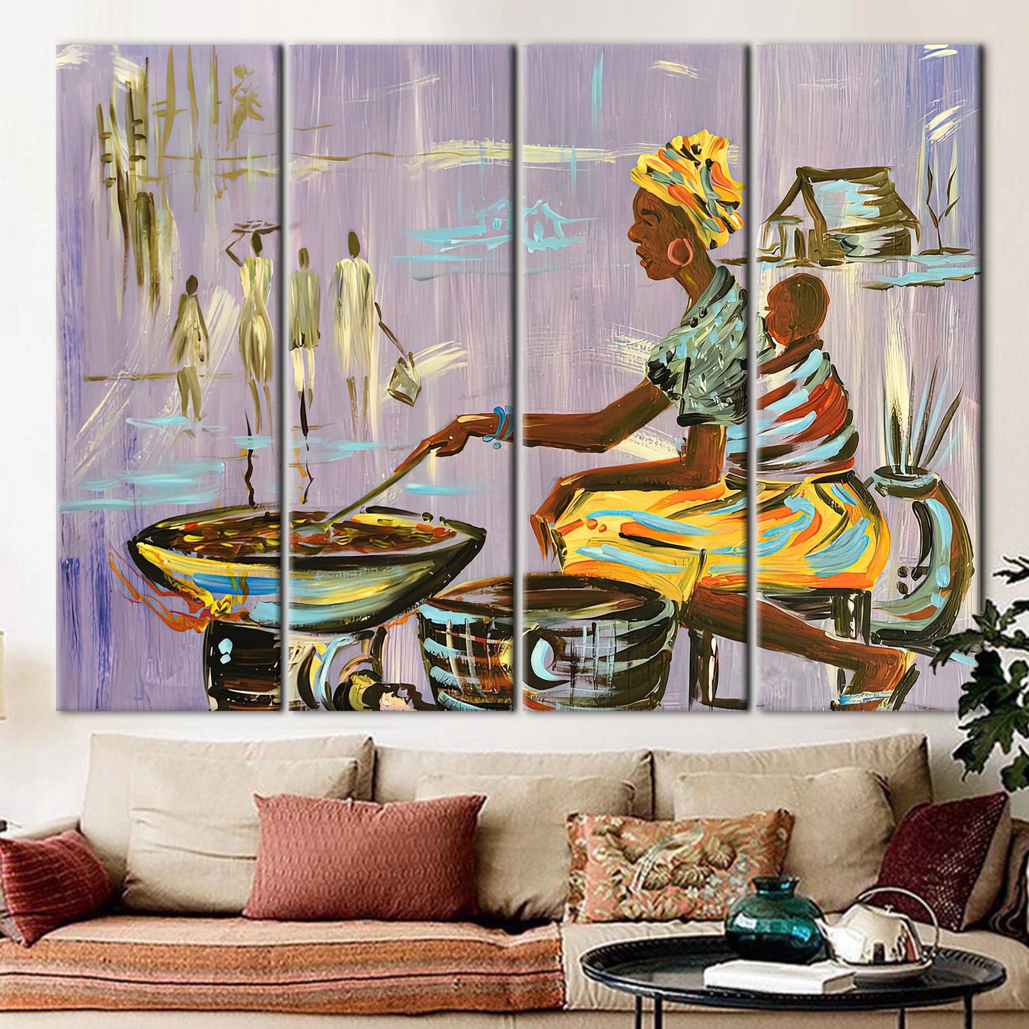 Authentic Nigerian African Mother Cooking Canvas Print
