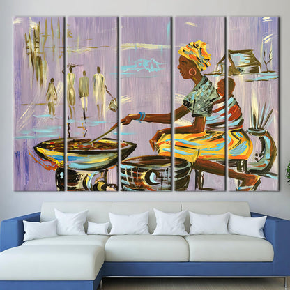 Authentic Nigerian African Mother Cooking Canvas Print