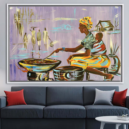 Authentic Nigerian African Mother Cooking Canvas Print