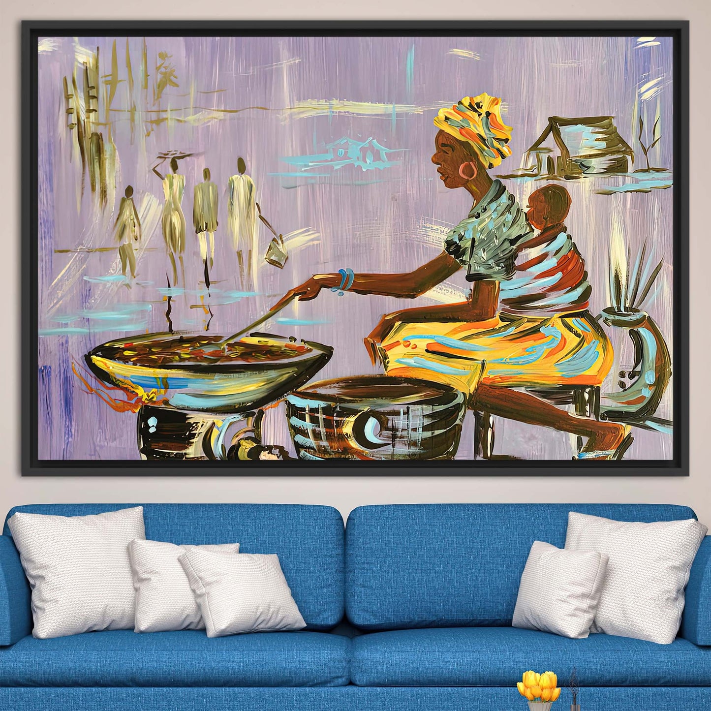 Authentic Nigerian African Mother Cooking Canvas Print