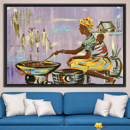 Authentic Nigerian African Mother Cooking Canvas Print