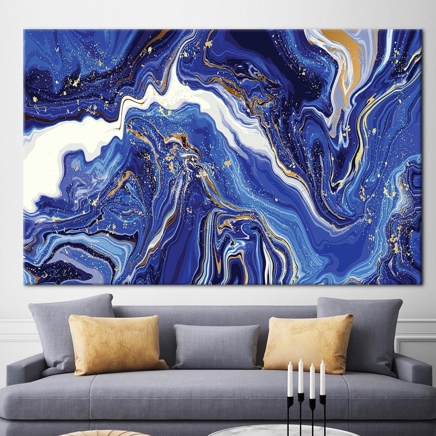Blue Marble Navy Canvas Print