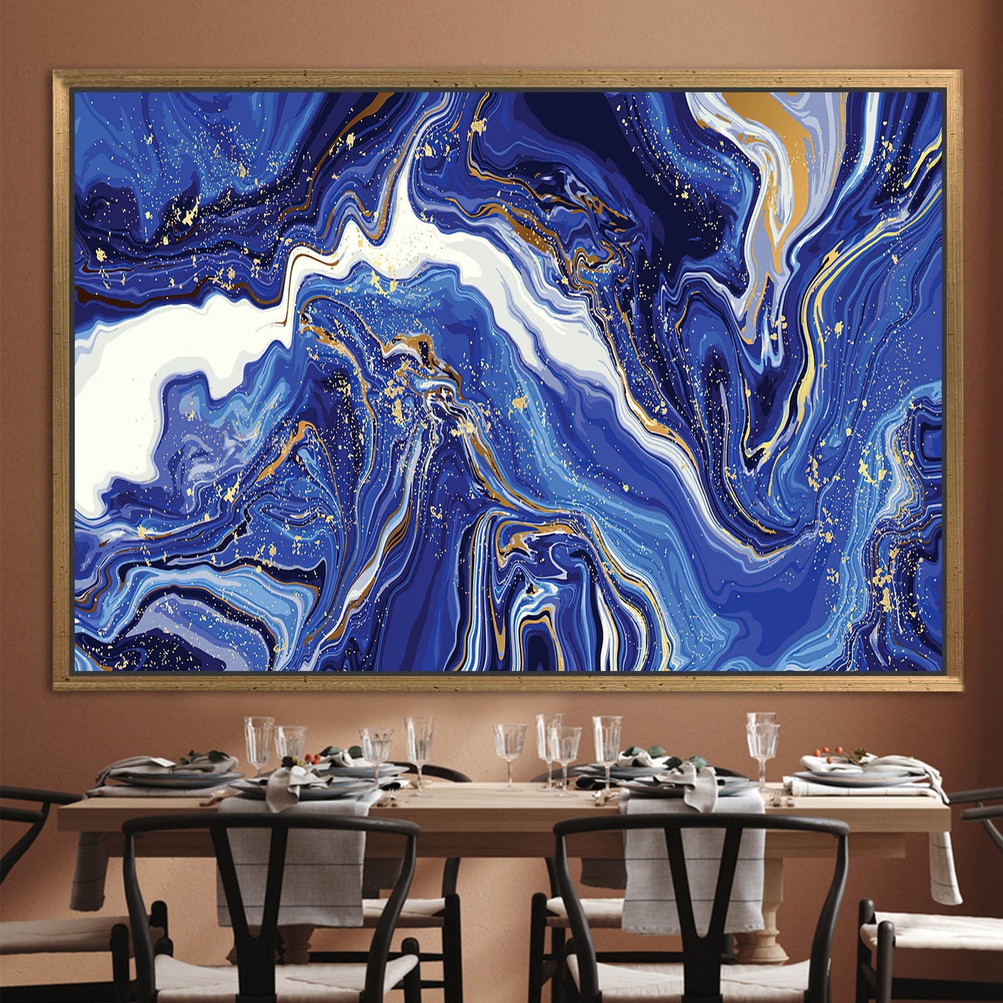 Blue Marble Navy Canvas Print