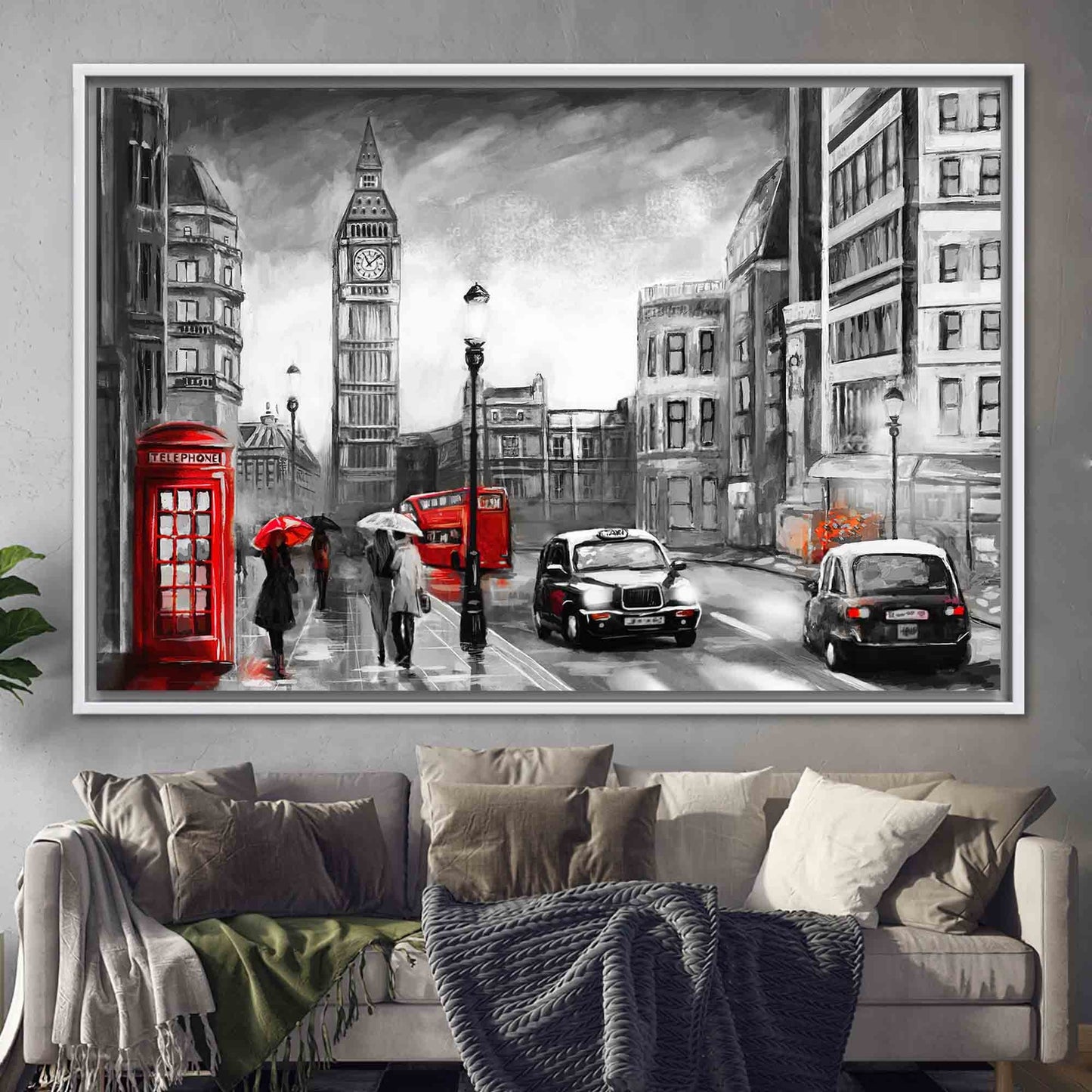 Red Cityscape Big Ben Canvas Print