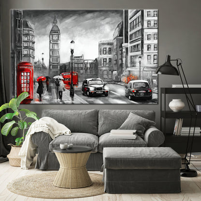 Red Cityscape Big Ben Canvas Print