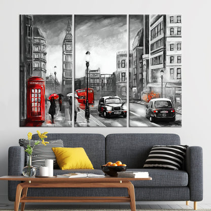 Red Cityscape Big Ben Canvas Print